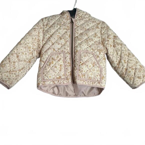 Office | 24m Girls Quilted Hooded Jacket Light Pink Floral Pattern ...